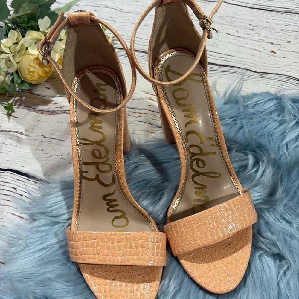 SAM EDELMAN Womens Pink Croc Comfort Yaro Round Toe Buckle Sandals - Picture 5 of 9